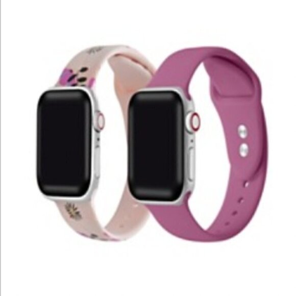 Purple Floral and Purple 2-Piece Silicone Band for Apple Watch 42mm - Picture 1 of 8